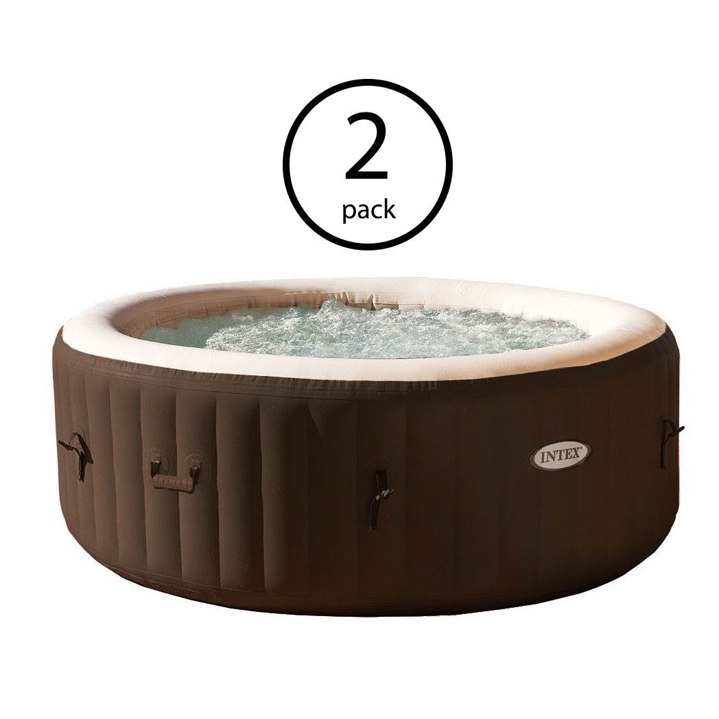 Intex PureSpa 4 Person Inflatable Bubble Jet Portable Hot Tub, Brown (2 Pack)