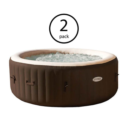 Intex PureSpa 4 Person Inflatable Bubble Jet Portable Hot Tub, Brown (2 Pack)