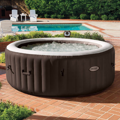 Intex PureSpa 4 Person Inflatable Bubble Jet Portable Hot Tub, Brown (2 Pack)