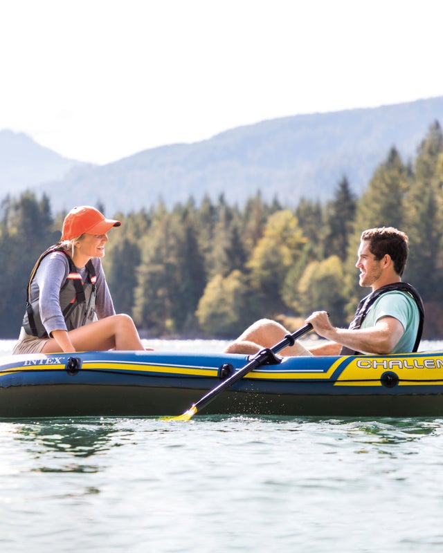 INTEX Challenger 2, 2 person Inflatable Boat Set with Air Pump & Oars (Open Box)