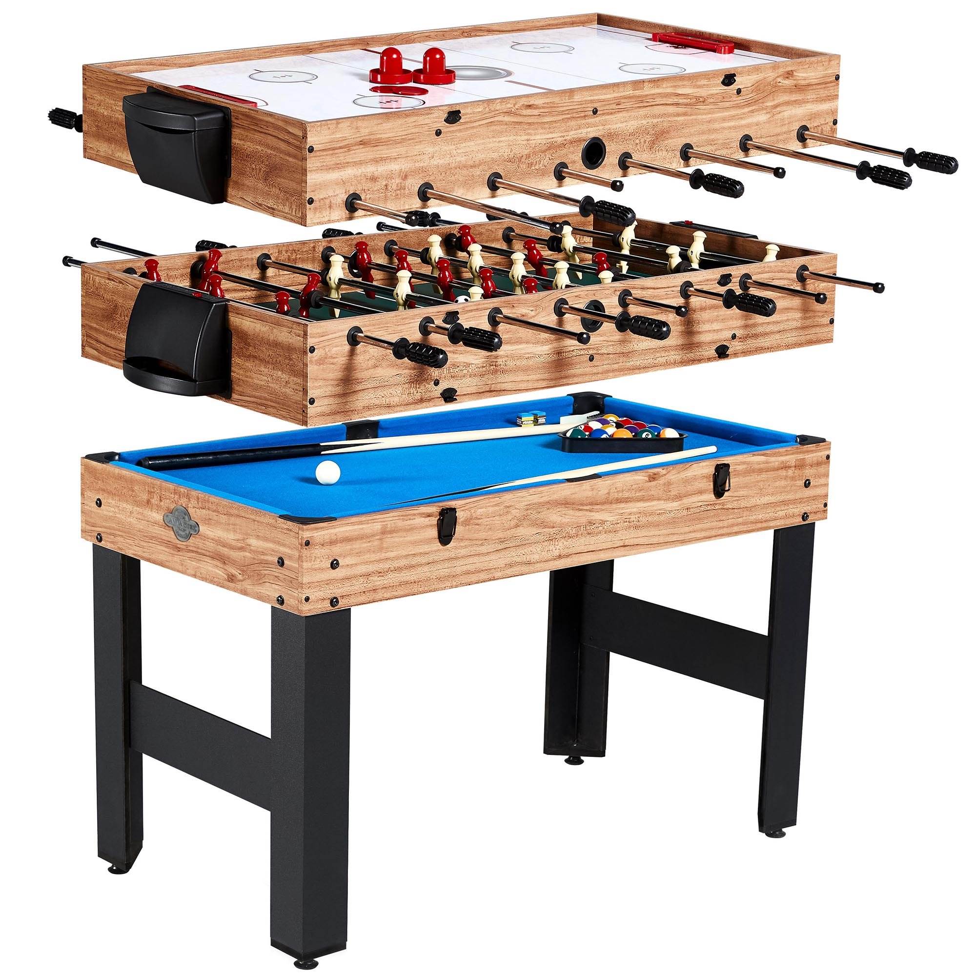 Lancaster 3 in 1 Pool Billiard Slide Hockey Foosball Combo Arcade Table (2 Pack)