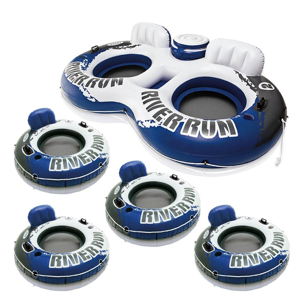 Intex River Run II 2 Person and River Run I 1 Person Inflatable Tube (4 Pack) - VMInnovations