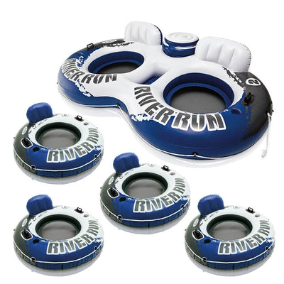 Intex River Run II 2 Person and River Run I 1 Person Inflatable Tube (4 Pack) - VMInnovations