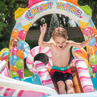 Intex 9 x 6 Foot Inflatable Candy Zone Play Center Pool with Waterslide (2 Pack) - VMInnovations