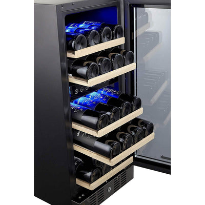 NewAir AWR-290DB 29 Bottle Built In Compressor Adjustable Wine Cooler, Black