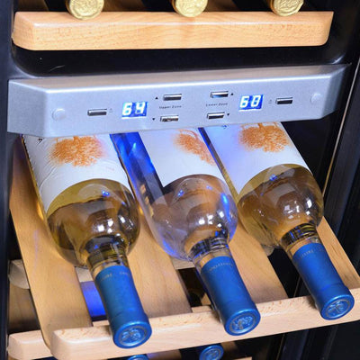 NewAir AW-211ED Dual Zone Stainless Steel 21 Bottle Vertical Wine Cooler, Silver