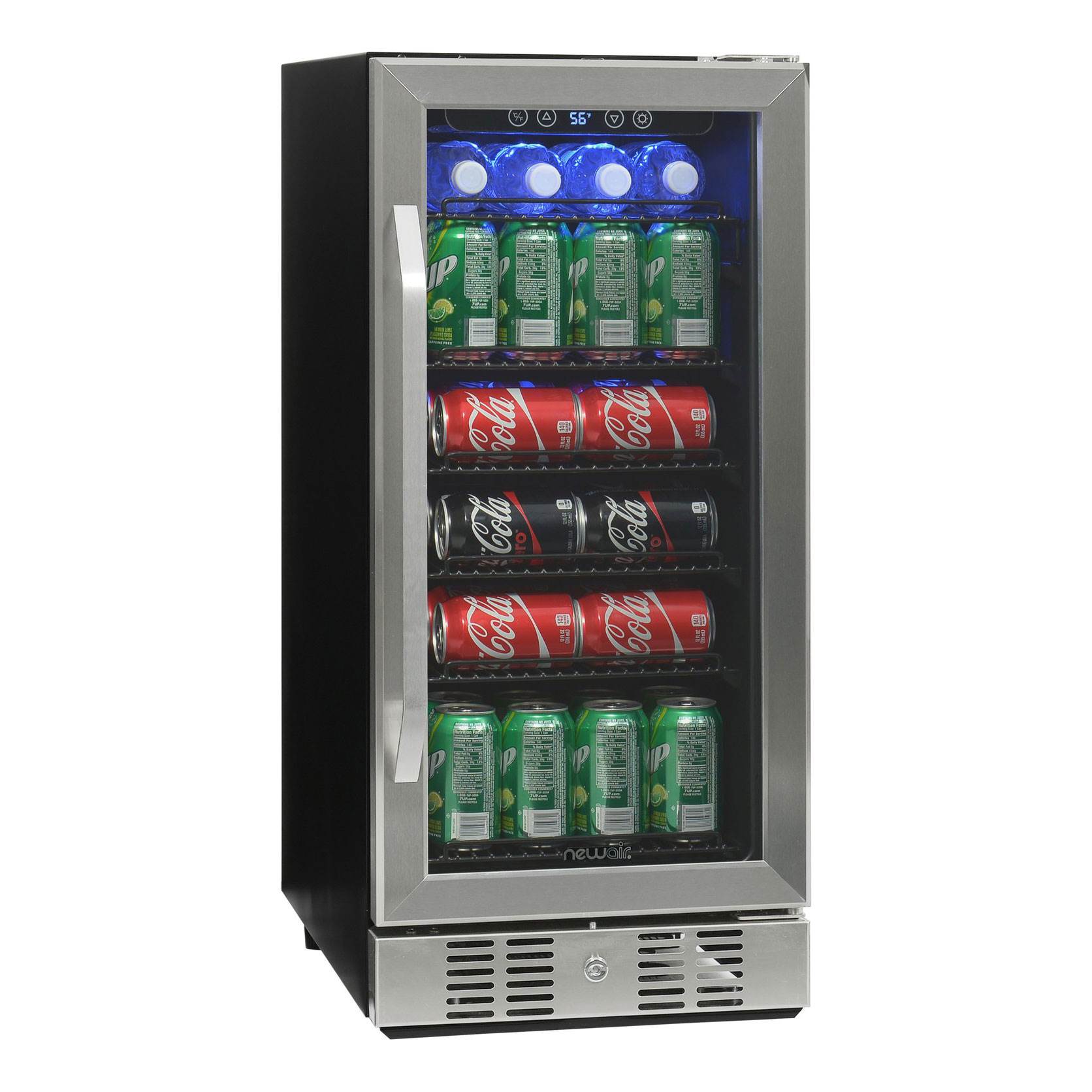 NewAir ABR-960 96 Can Capacity Stainless Steel Fridge Beverage Cooler, Silver