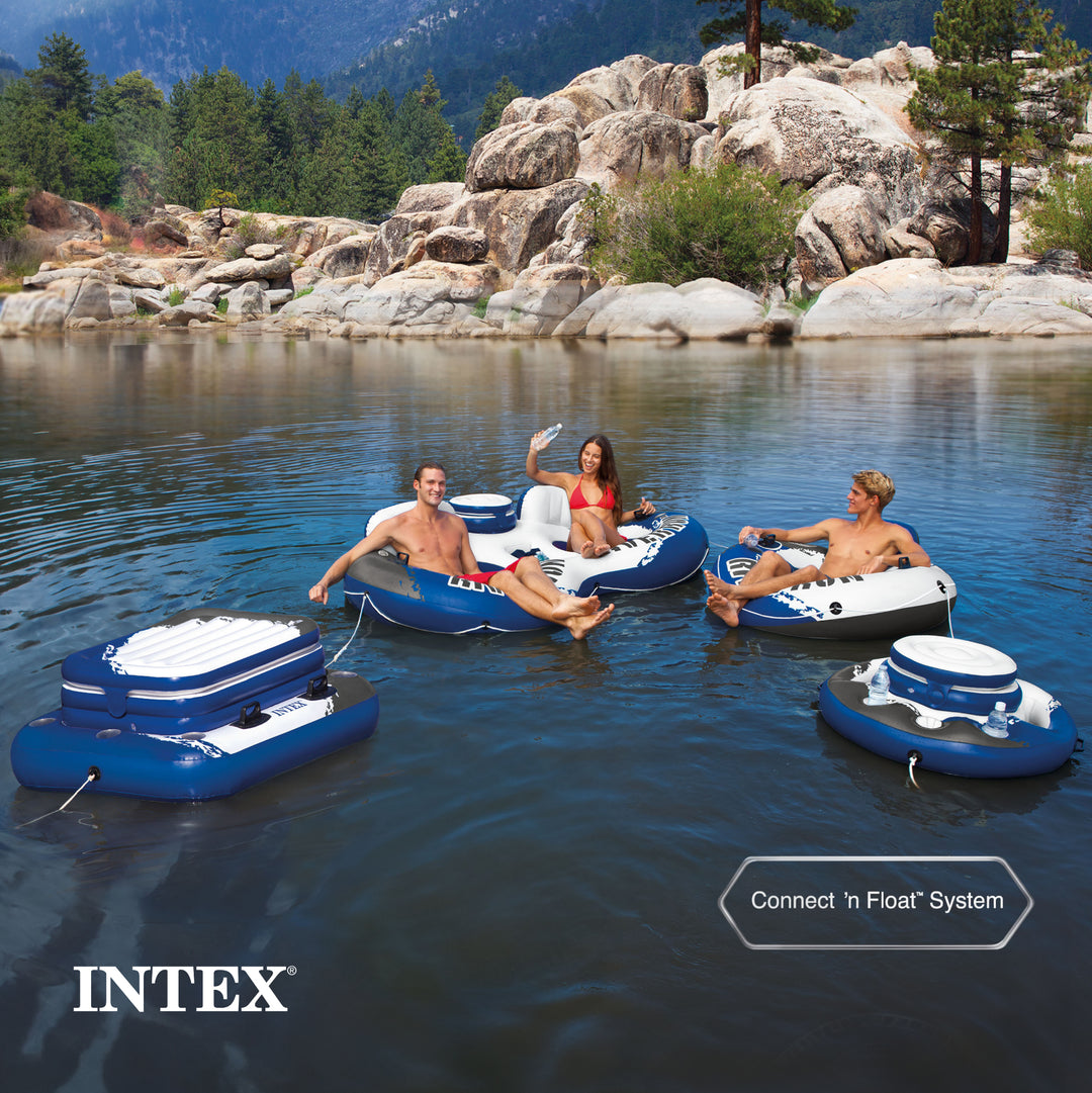 Intex Inflatable Mega Chill II 72 Can Cooler Float + River Run I Float (4 Pack)