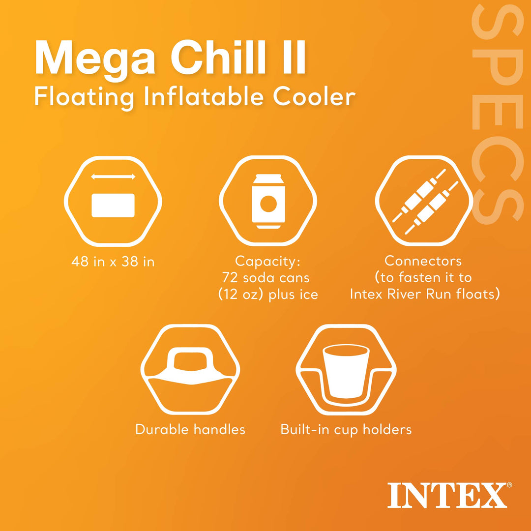 Intex Inflatable Mega Chill II 72 Can Cooler Float + River Run I Float (4 Pack)