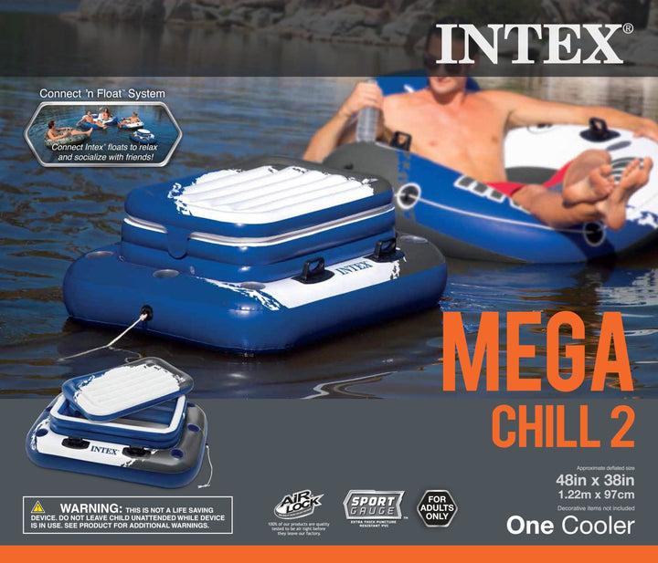 Intex Inflatable Mega Chill II 72 Can Cooler Float + River Run I Float (4 Pack)