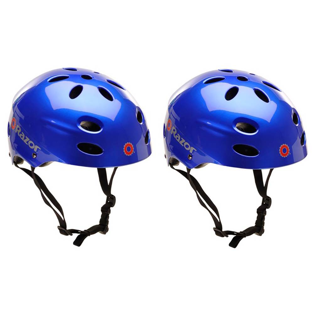 Razor V-17 Youth Safety Sports Helmet For Children 8-14, Glossy Blue (2 Pack)