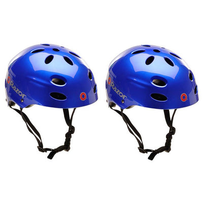 Razor V-17 Youth Safety Sports Helmet For Children 8-14, Glossy Blue (2 Pack)