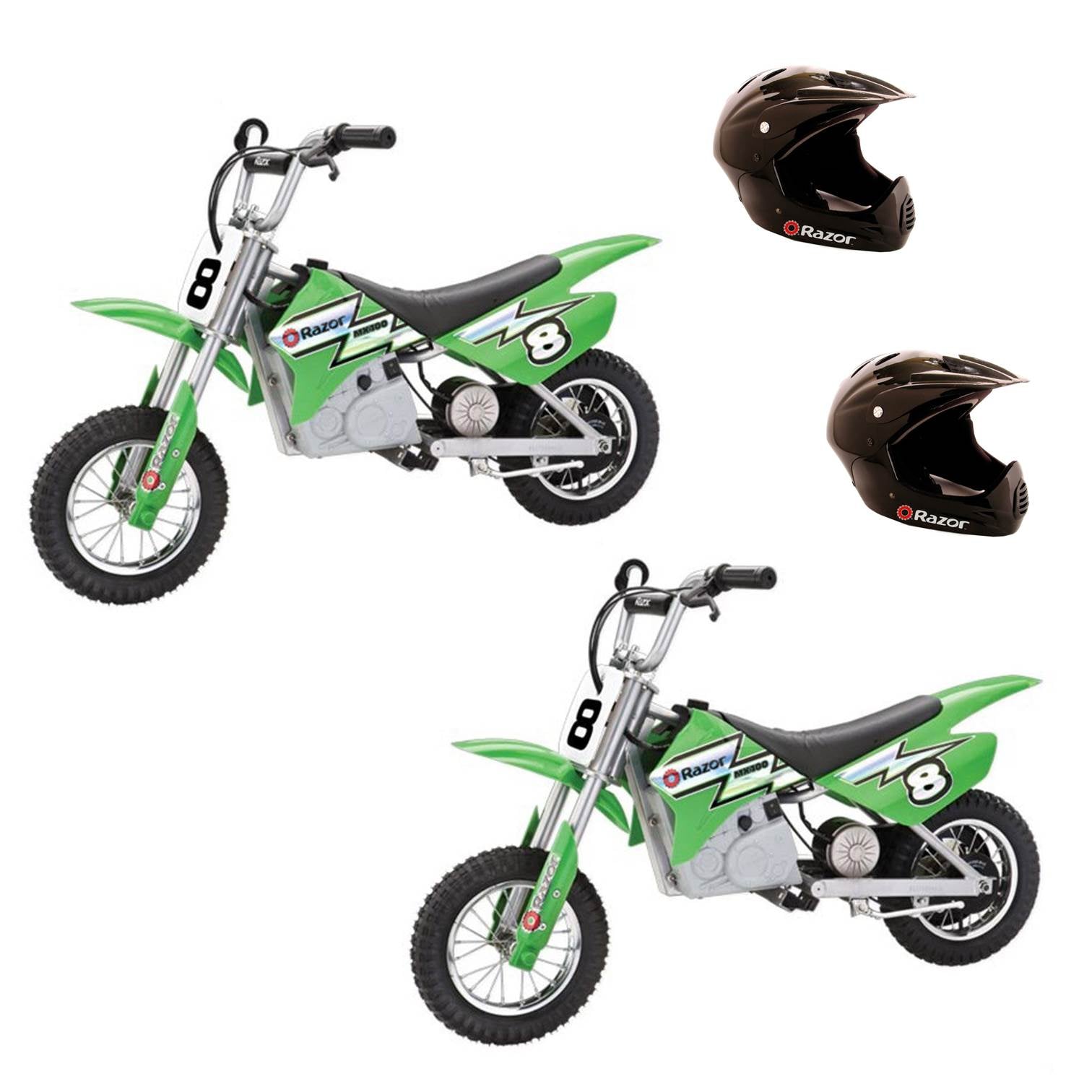Razor MX400 Dirt Rocket Electric Motocross Motorcycle Bikes w/ Helmets, (2 Pack)