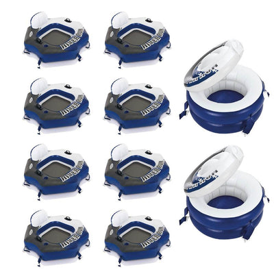 Intex River Run Connect Lounge Inflatable Tube (8 Pack) + Cooler w/ Lid (2 Pack)