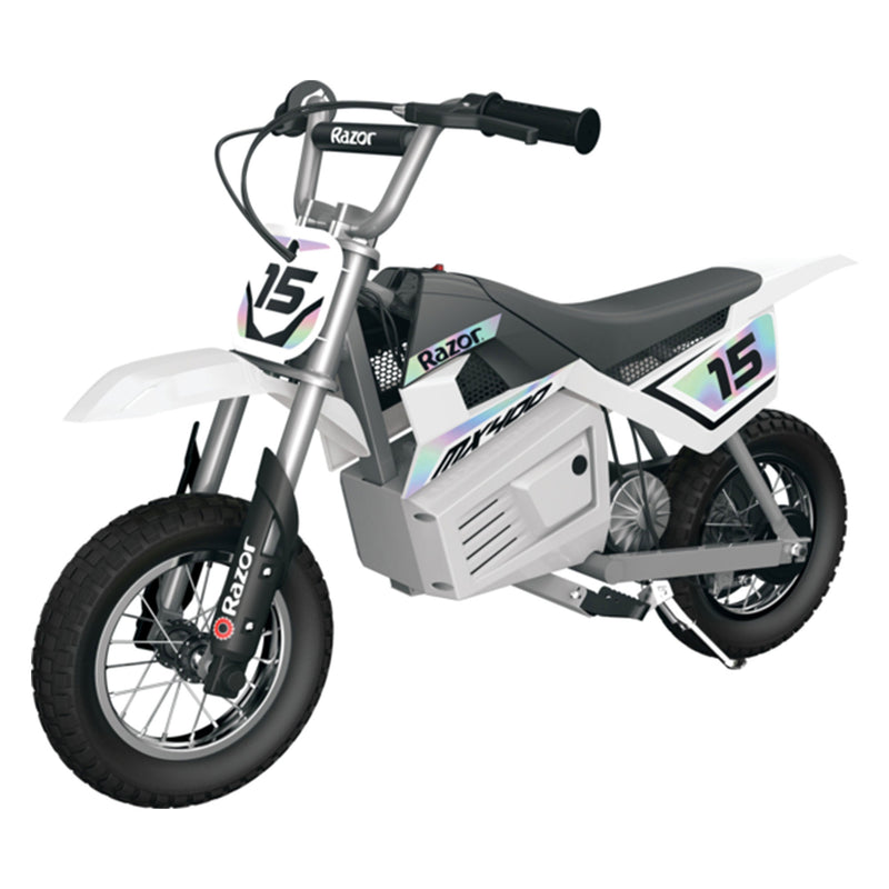 Razor MX400 Dirt Rocket Electric Motocross Motorcycle Bikes, 1 White & 1 Green