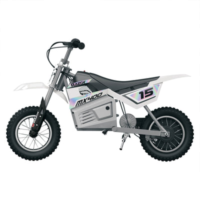 Razor MX400 Dirt Rocket Electric Motocross Motorcycle Bikes, 1 White & 1 Green