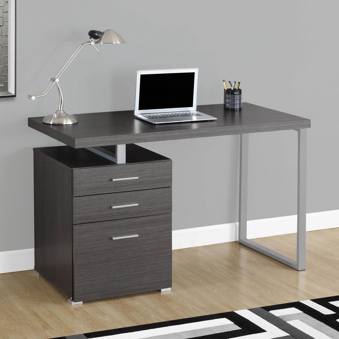 Monarch Specialties Left/Right Contemporary Office Computer Desk, Gray (2 Pack)