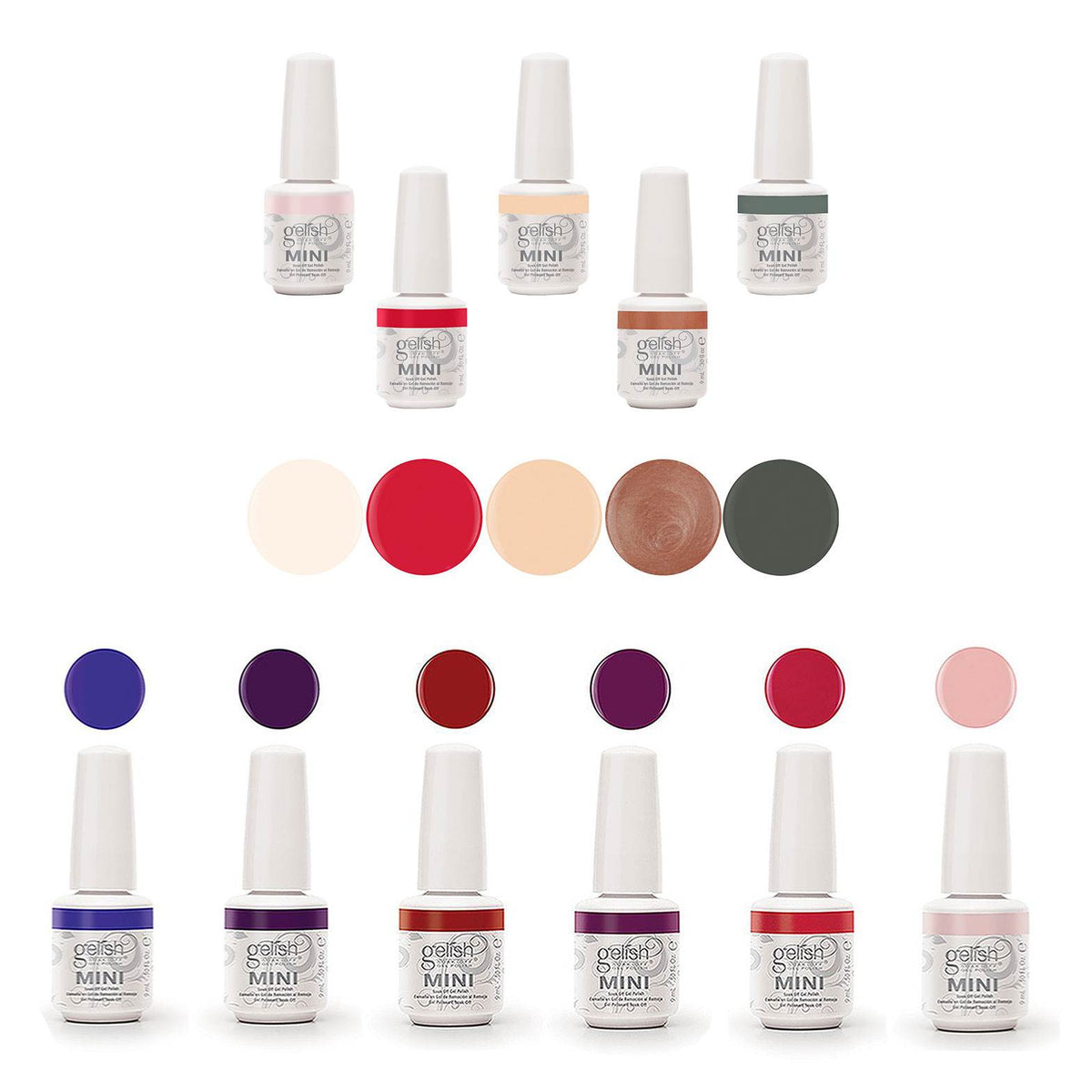 Gelish Mini 5 Bottle Set and 6 Bottle Fun Kung Fu Flair 9 mL Soak Off Gel Polish