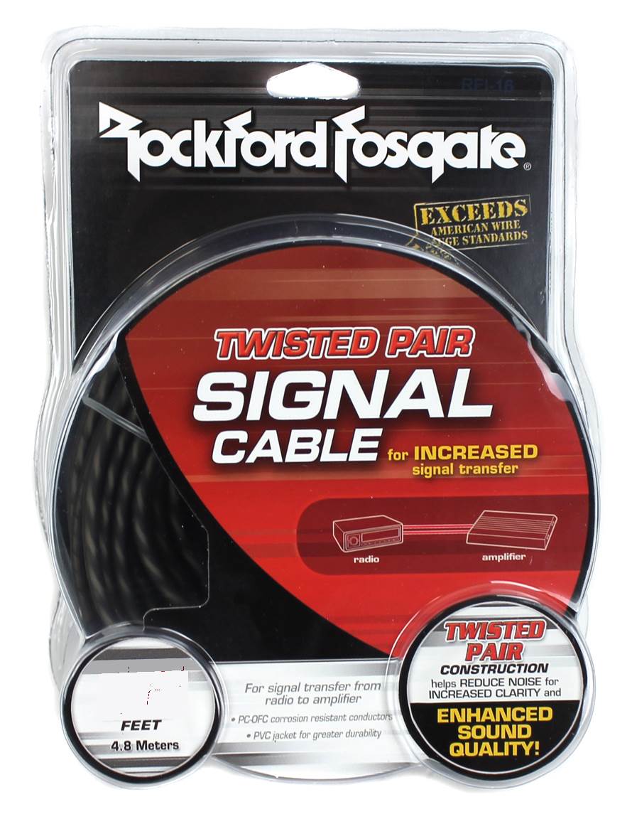 Rockford Fosgate RFI-20 20' Twisted 2 Ch RCA Car Audio Signal Cables (3 Pack)