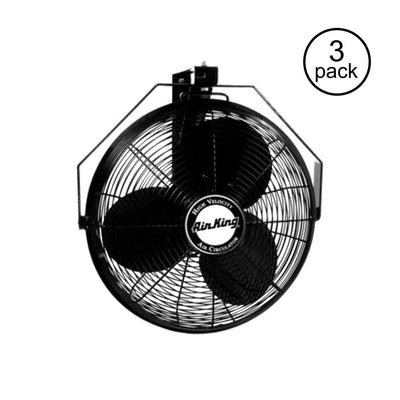 Air King 18 Inch 1/6 HP Industrial Grade 3 Blade Wall Mounted Fan, 9518 (3 Pack)