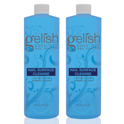 Gelish Nail Soak Off Surface Gel UV Top Coat Cleanser Bottle, 16 Fl Oz (2 Pack)