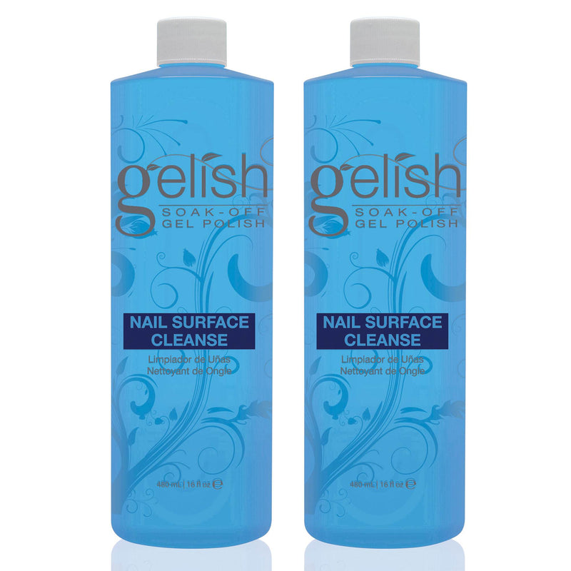 Gelish Nail Soak Off Surface Gel UV Top Coat Cleanser Bottle, 16 Fl Oz (2 Pack)
