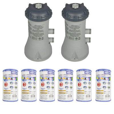 Intex 1000 GPH Easy Set Above Ground Pool Filter Pump (2 Pack) + Filters