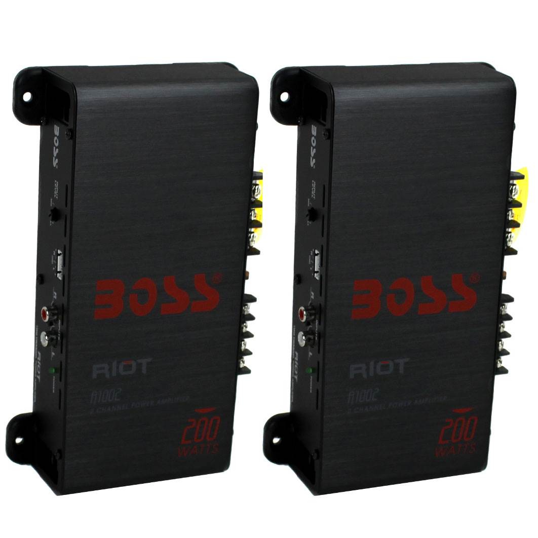 BOSS R1002 200W 2-Channel RIOT Car Audio High Power Amplifier Amps (2 Pack) - VMInnovations