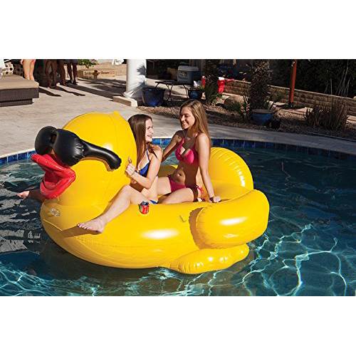 GAME Giant Inflatable Floating Riding Derby Duck Pool Float Lounge (4 Pack)