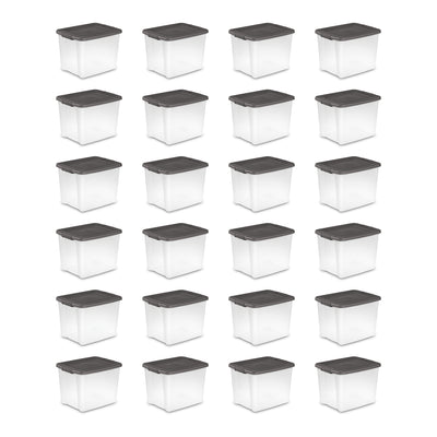 Sterilite ShelfTotes 50 Quart Clear Latched Plastic Storage Container, 24 Pack