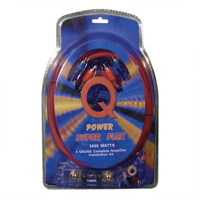 QPower Super Flex 4-Gauge 3000-Watt Car Audio Amplifier Wiring Amp Kit (4 Pack)