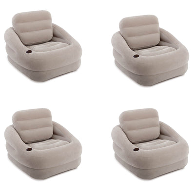 Intex Inflatable Khaki Accent Chair with Cup Holder and Water Base (4 Pack)