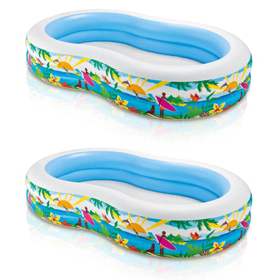 Intex 103" x 36" x 18" Swim Center Inflatable Paradise Seaside Kid Pool (2 Pack)
