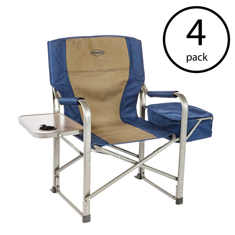 Kamp-Rite Camp Folding Director's Chair with Side Table & Cooler (4 Pack) - VMInnovations