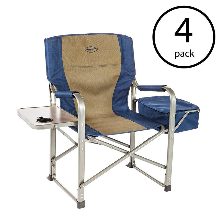 Kamp-Rite Camp Folding Director's Chair with Side Table & Cooler (4 Pack)