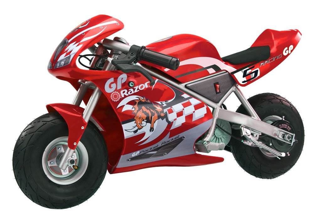 Razor 24-Volt Mini Electric Racing Motorcycle Pocket Rocket Pair, 1 Blue & 1 Red