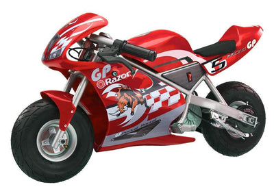 Razor 24-Volt Mini Electric Racing Motorcycle Pocket Rocket Pair, 1 Blue & 1 Red