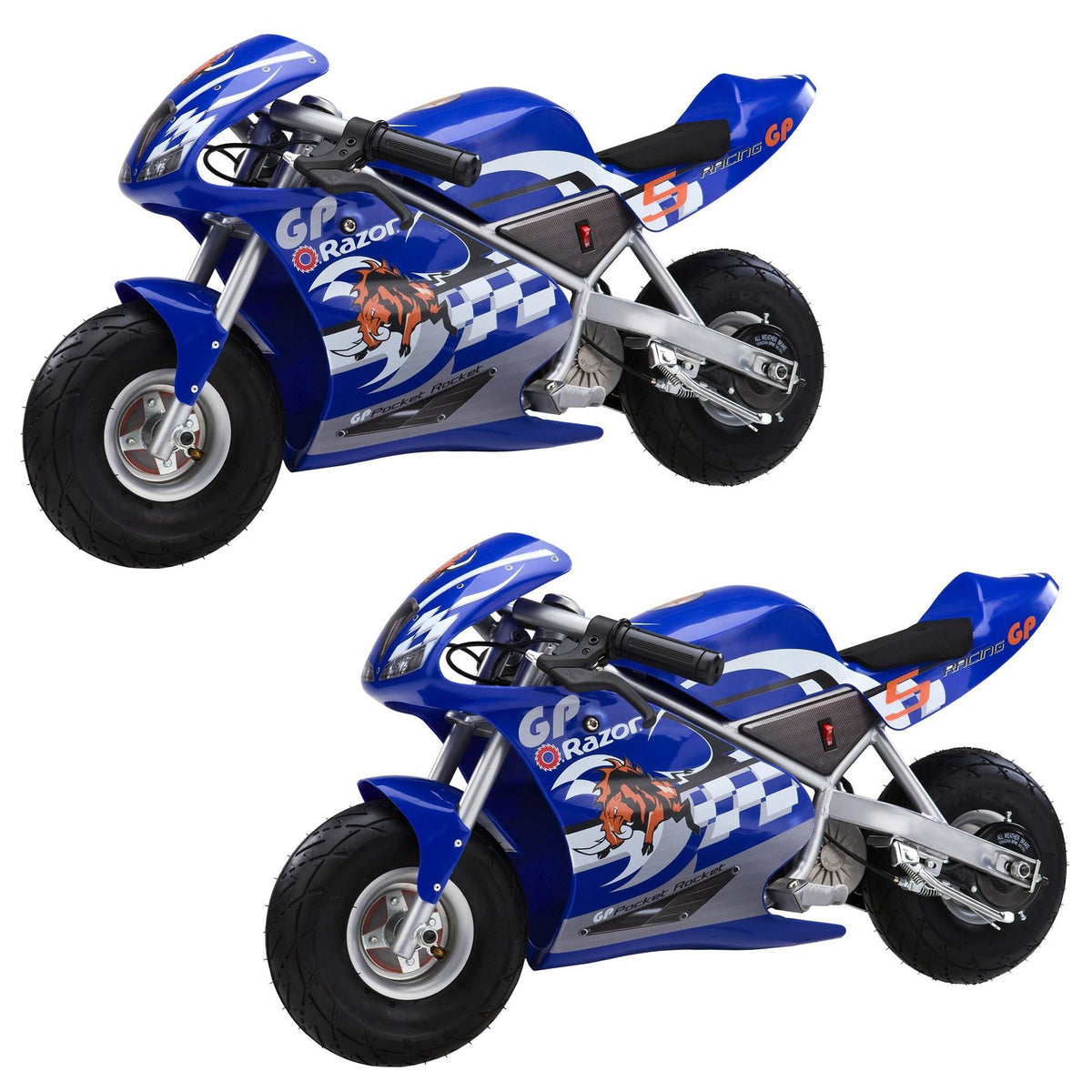 Razor 24 Volt Mini Electric Racing Motorcycle Pocket Rockets, Blue (2 Pack) - VMInnovations