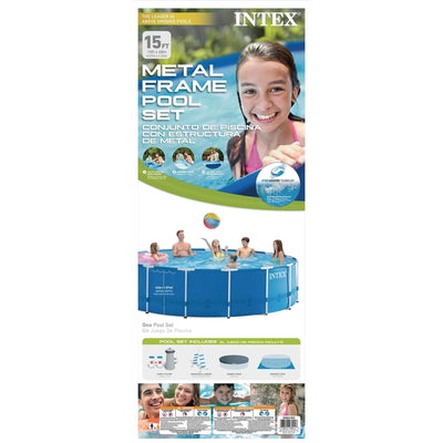 Intex 15ft x 48in Metal Frame Above Ground Swimming Pool Set w/ Pump (2 Pack)
