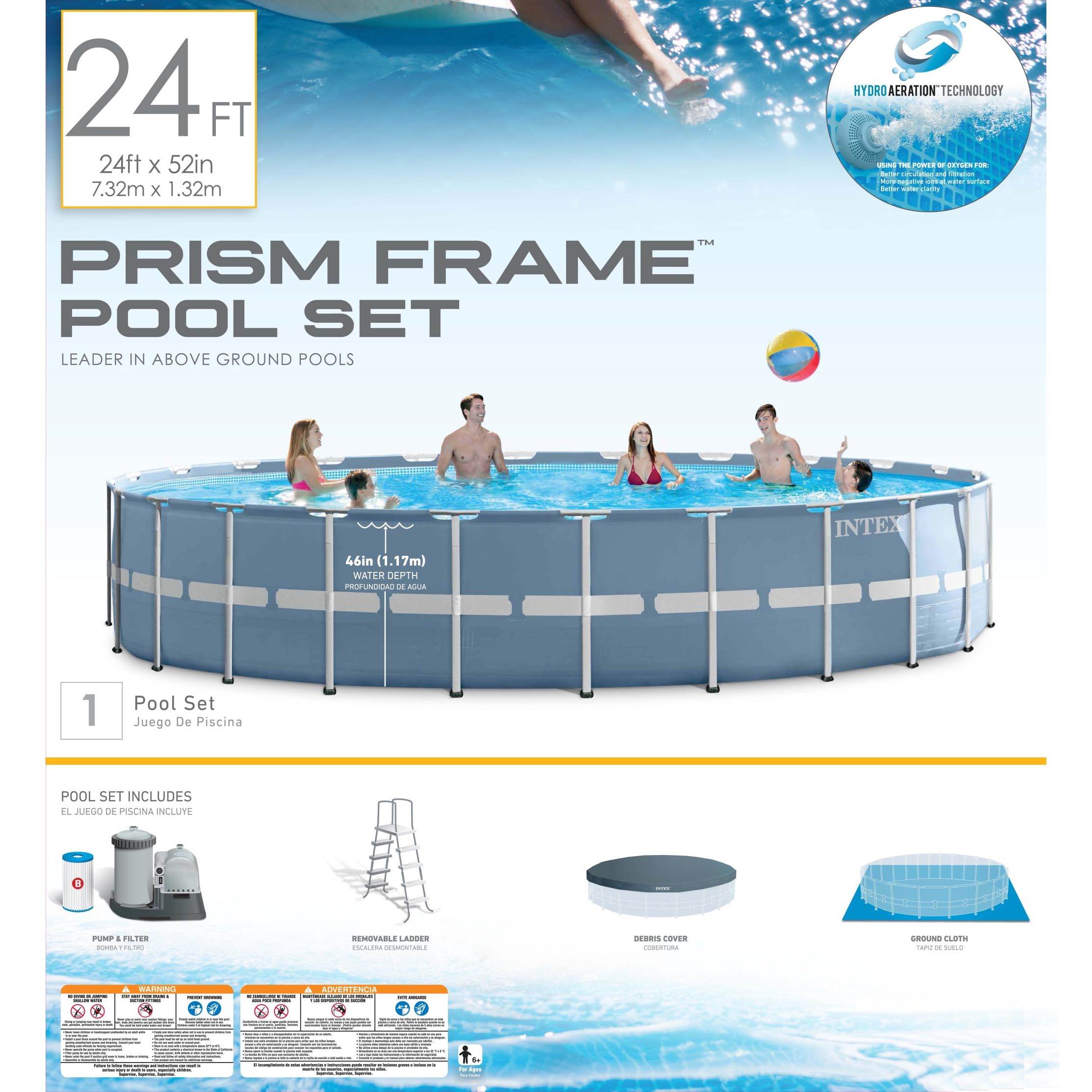 Intex 24'x 52" Prism Frame Above Ground Swimming Pool w/ Filter Pump  (2 Pack)