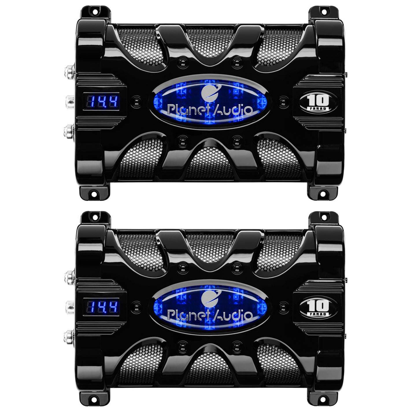 PLANET AUDIO PC10F 10 FARAD Car Audio Power Capacitor Cap Digital LED (2 Pack) - VMInnovations
