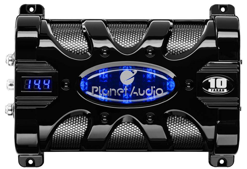 PLANET AUDIO PC10F 10 FARAD Car Audio Power Capacitor Cap Digital LED (2 Pack) - VMInnovations