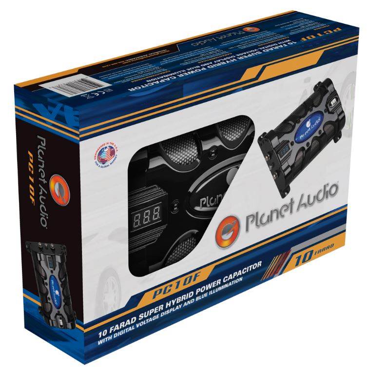 PLANET AUDIO PC10F 10 FARAD Car Audio Power Capacitor Cap Digital LED (2 Pack)