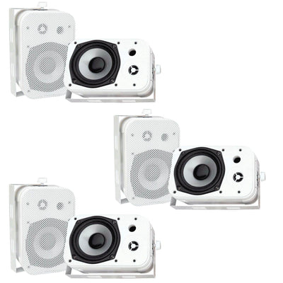 2 PYLE  5.25" 2-Way White In/Outdoor Waterproof Home Theater Speakers (6 Pack)