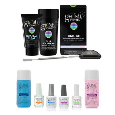 Gelish PolyGel Professional Nail Trial Kit + Full Size Basix Care Polish Kit