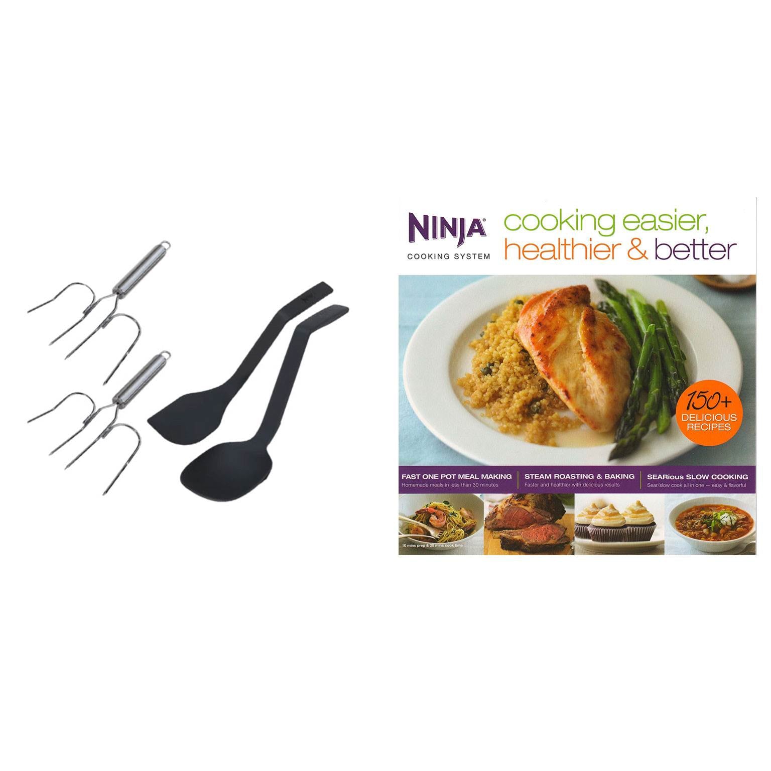 Ninja Roaster Utensil Kit + Cooking Easier, Healthier, & Better 150 Recipe Book