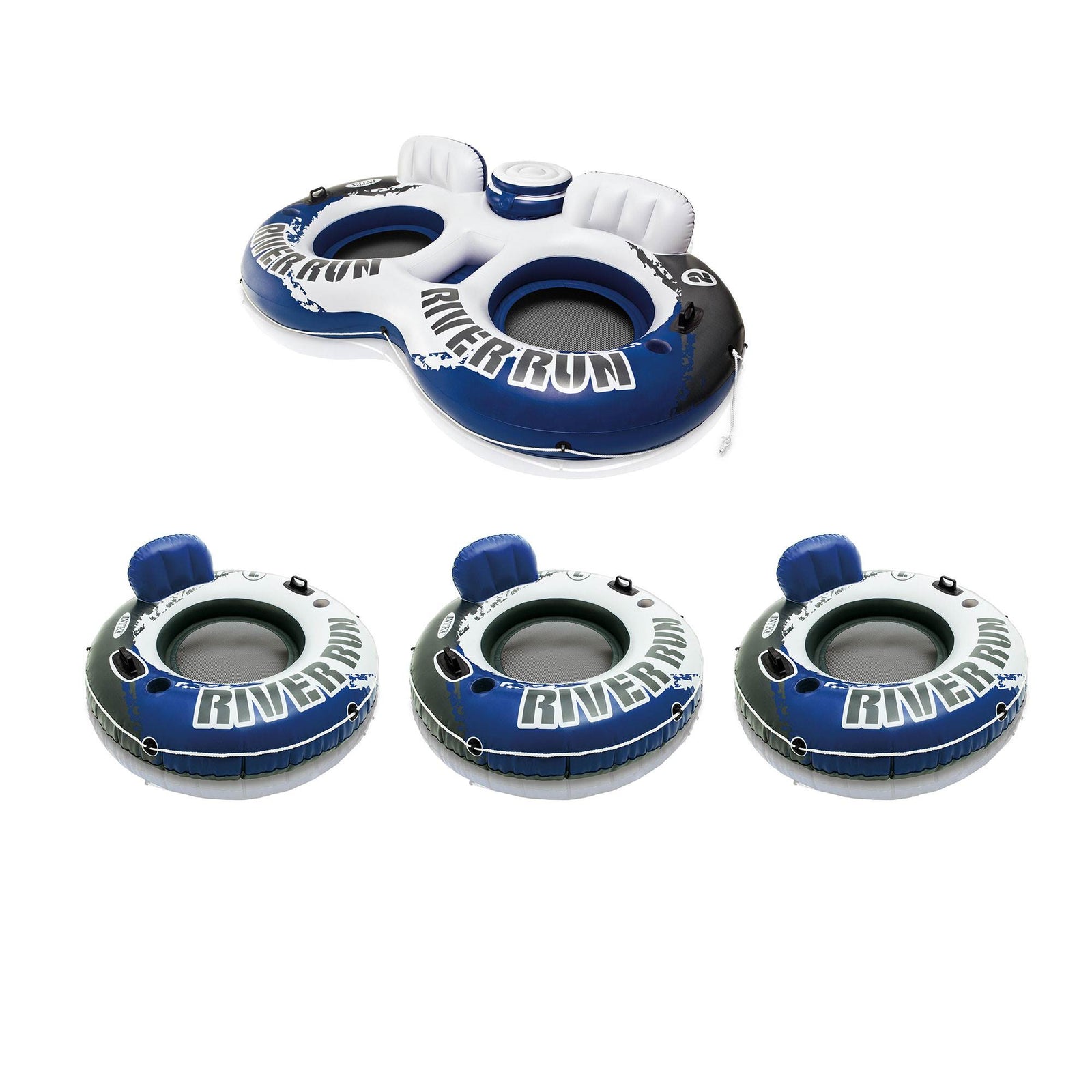 Intex River Run II Inflatable Pool Tube Float & Floating Lake Raft (3 Pack) - VMInnovations