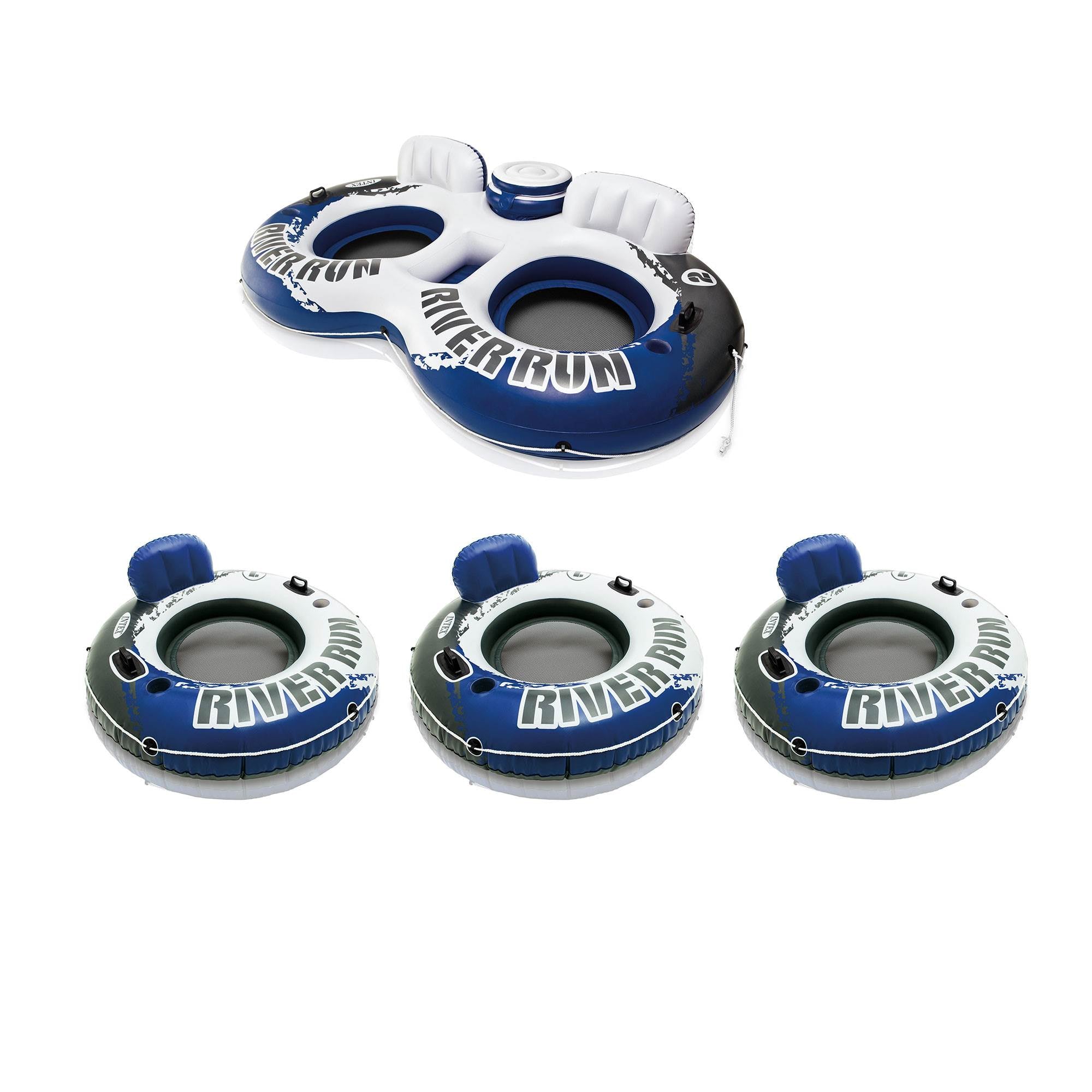 Intex River Run II Inflatable Pool Tube Float & Floating Lake Raft (3 Pack) - VMInnovations