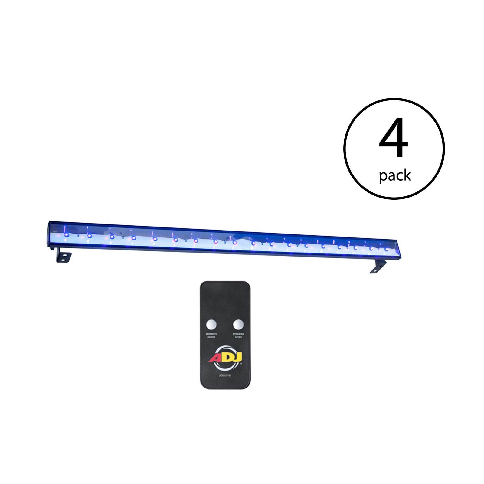 American DJ Eco UV Bar Plus IR Ultraviolet LED Black Light Wash Fixture (4 Pack) - VMInnovations