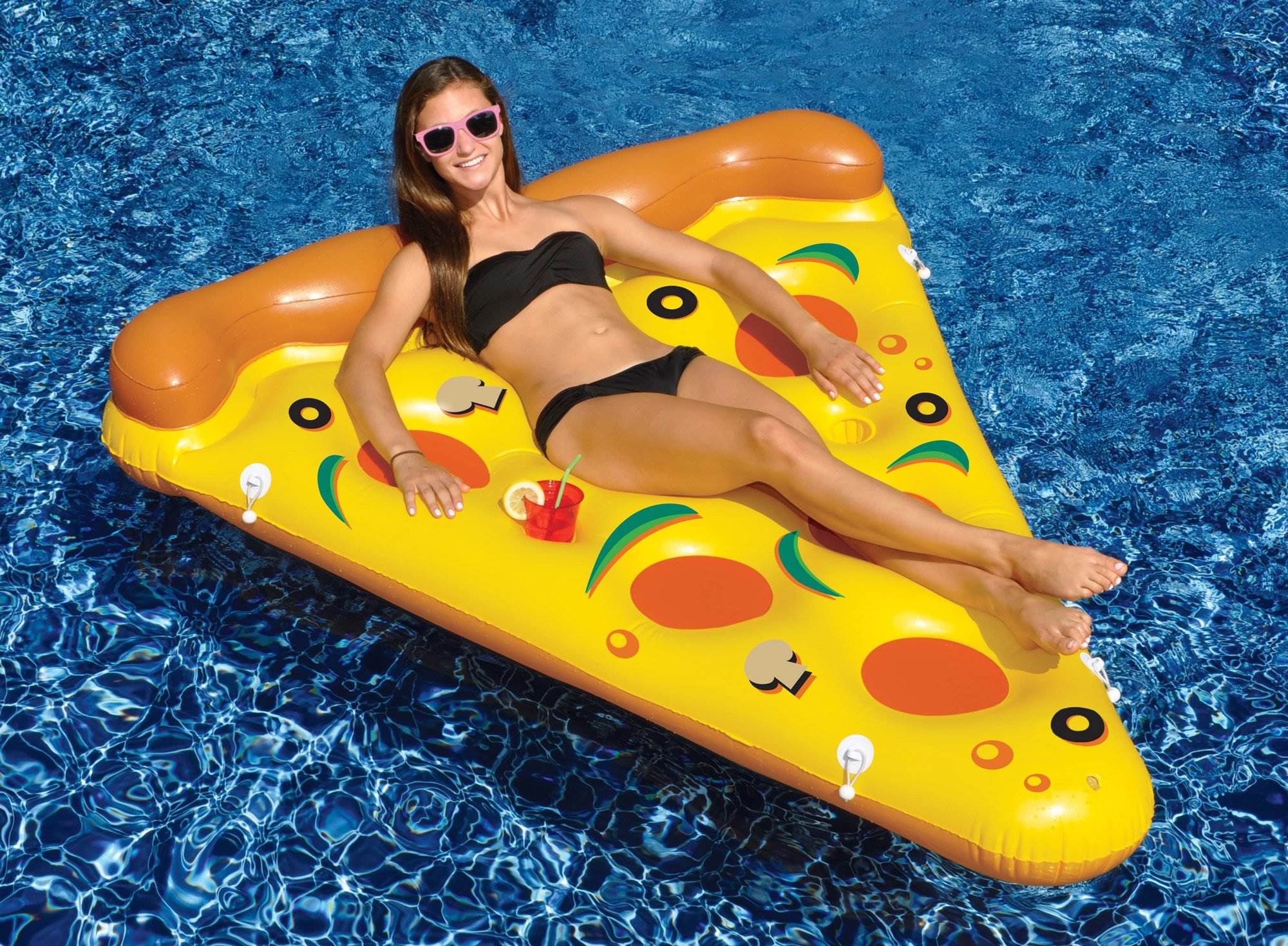 Swimline Giant Inflatable Pizza Slice Float Raft For Lake Beach Pool (3 Pack)